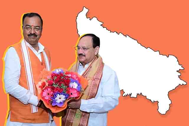 Keshav Prasad Maurya (L) with Jagat Prakash Nadda